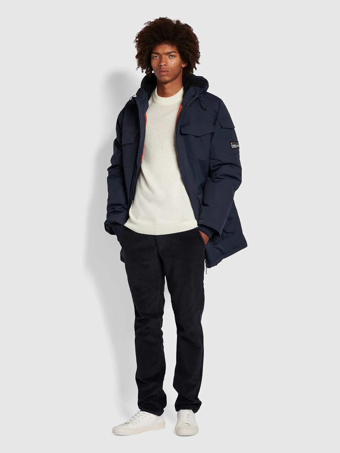 Calgary Regular Fit Parka Jacket In True Navy