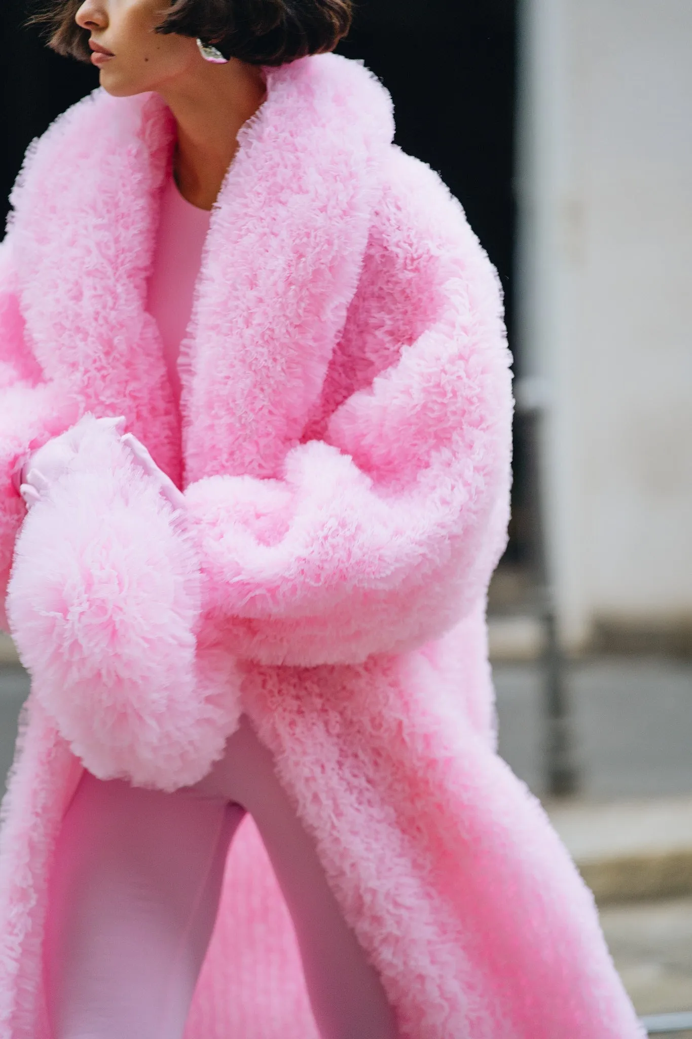 Candy Pink Ruffled Tulle Maxi Coat