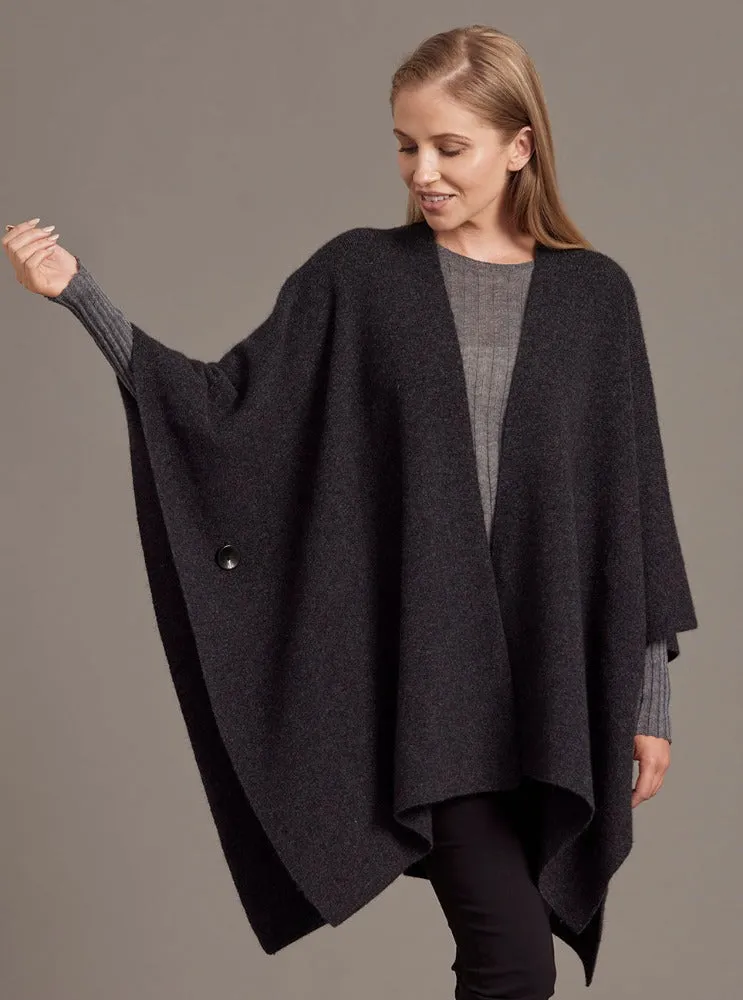 Cape with Button detailing in Possum Merino