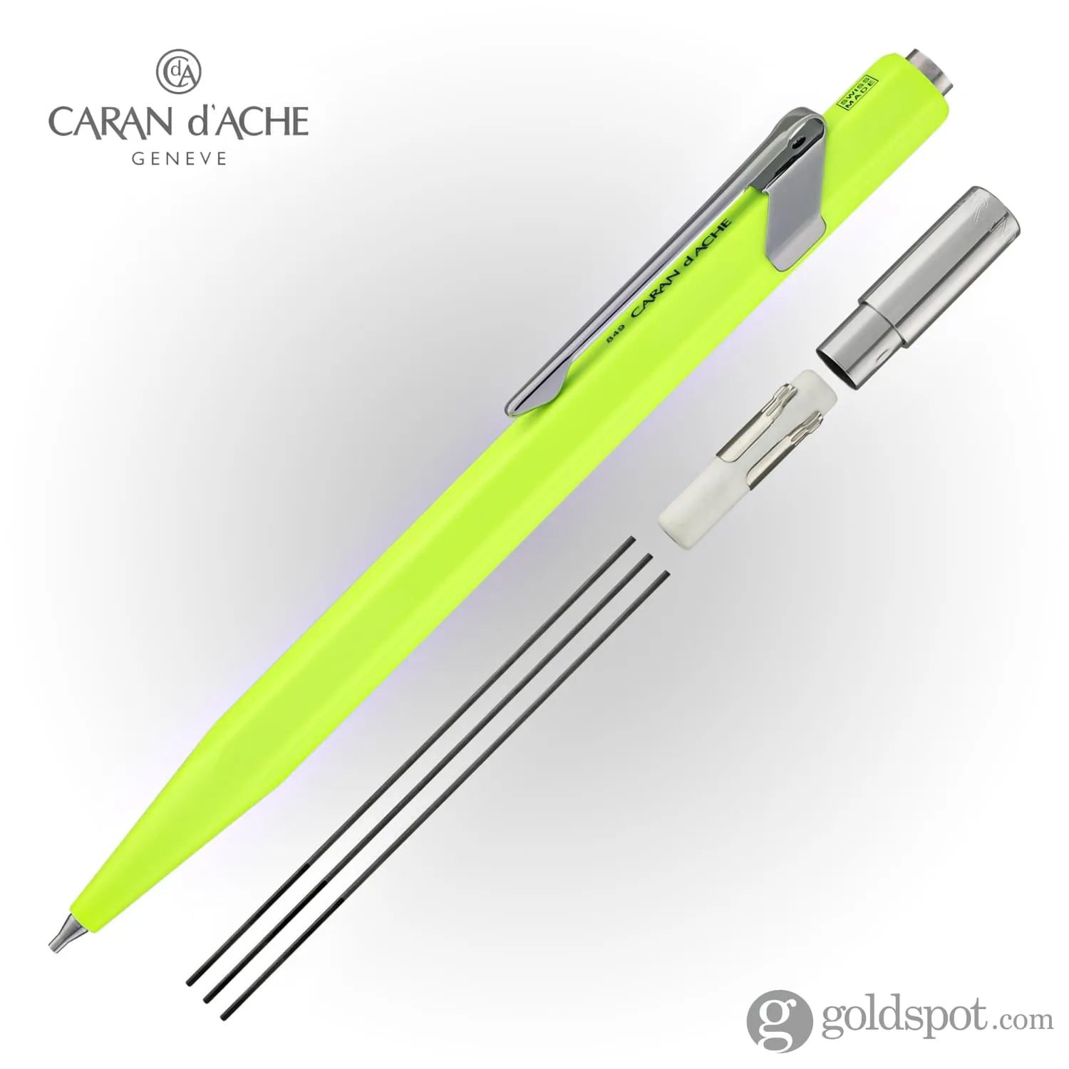 Caran d'Ache 844 Metal Collection Mechanical Pencil in Fluorescent Yellow - 0.7mm