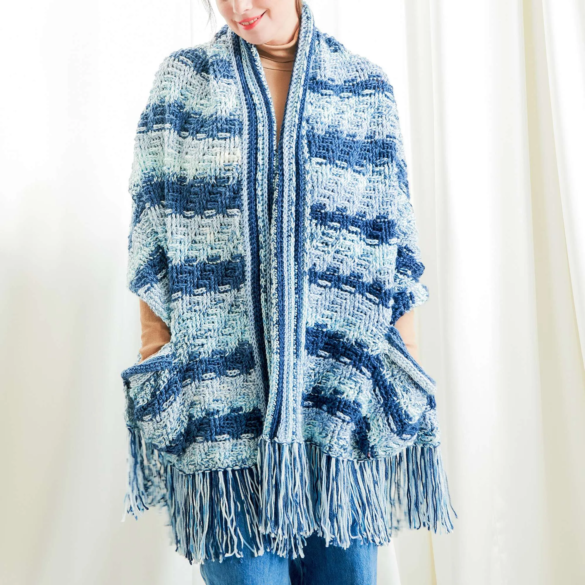 Caron Stripes & Texture Crochet Pocket Shawl