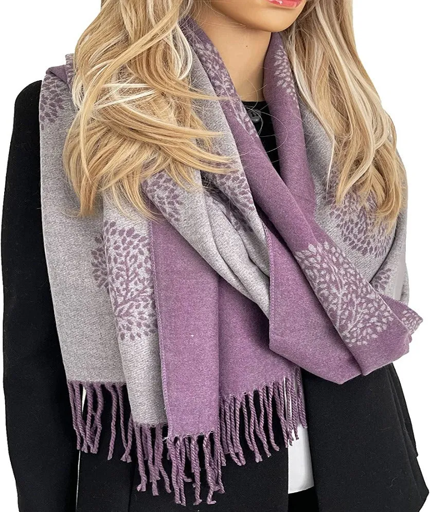 Cashmere Pashmina Shawls, Winter Reversible Blanket Scarves For Women Tree of Life