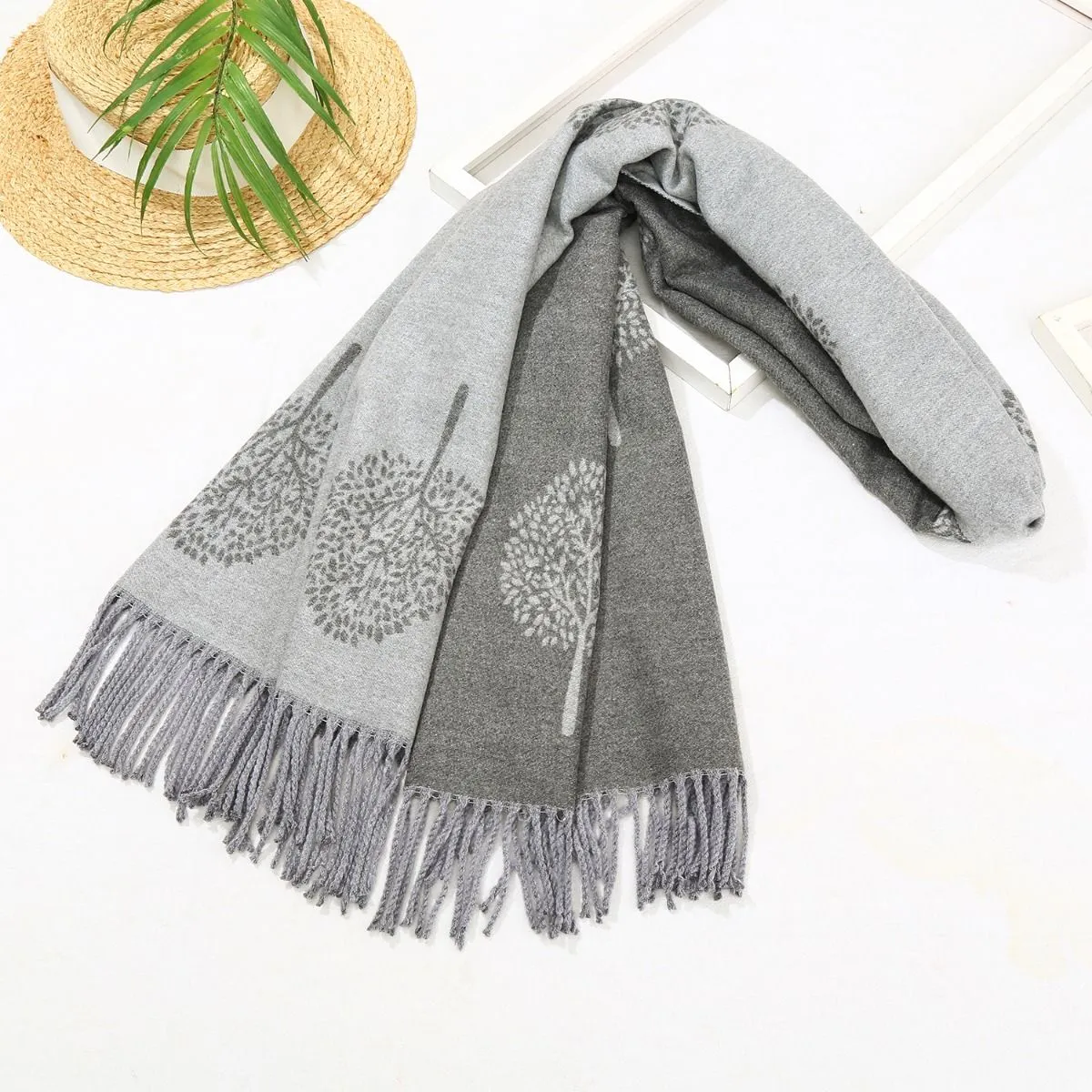 Cashmere Pashmina Shawls, Winter Reversible Blanket Scarves For Women Tree of Life