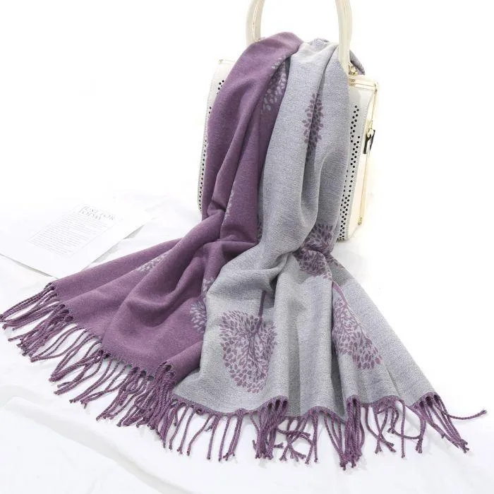 Cashmere Pashmina Shawls, Winter Reversible Blanket Scarves For Women Tree of Life