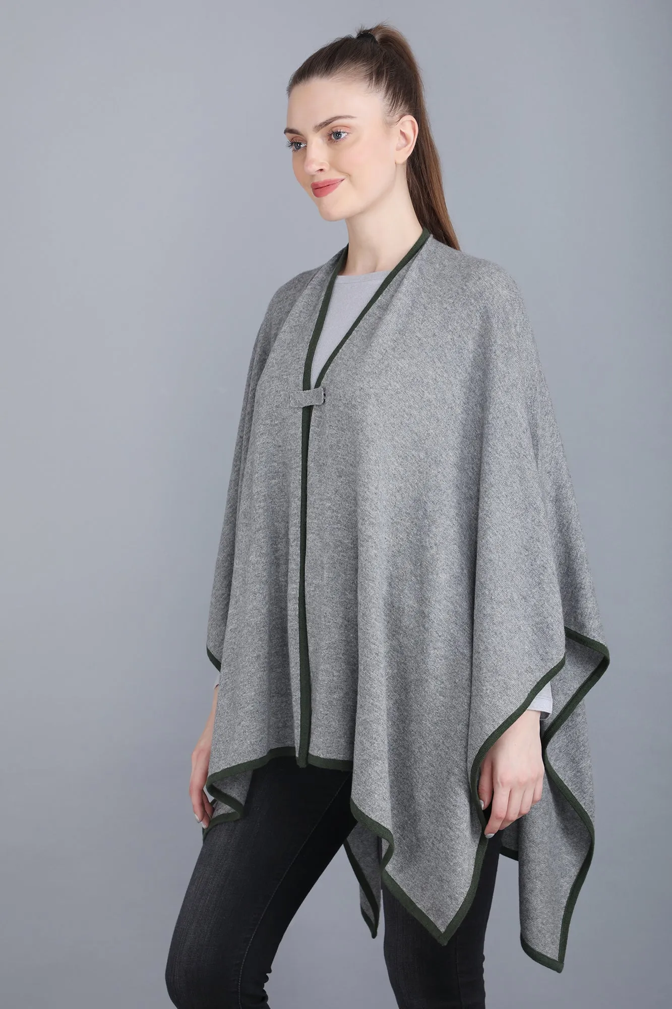 Cashmere Poncho In Grey