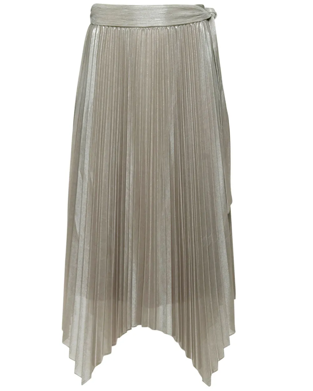 Champagne Plisse Anne Handkerchief Midi Skirt