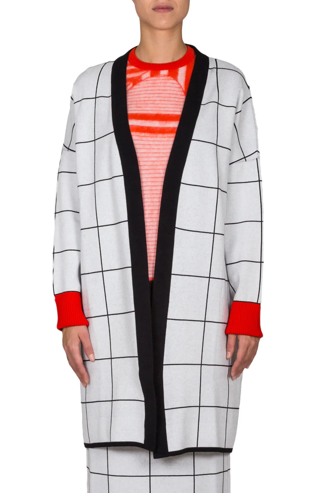 Checked Cardigan Coat