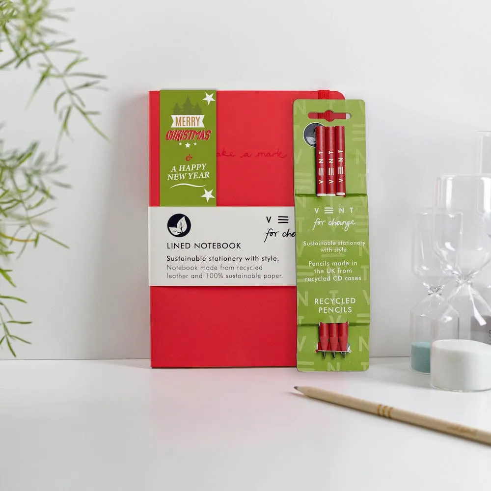 Christmas Edition Recycled CD Case 'Make a Mark' Pencil Set