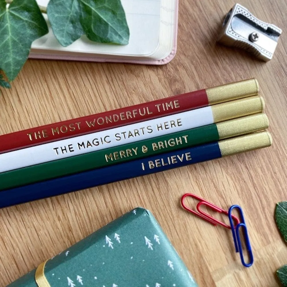 Christmas Message Pencils - Set of 4