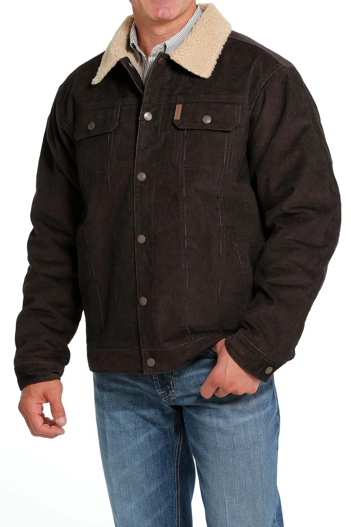 Cinch® Men's Brown Corduroy Sherpa Lined Trucker Jacket