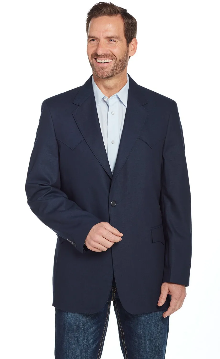 Circle S Mens Navy Polyester Plano Western Sport Coat 40 L