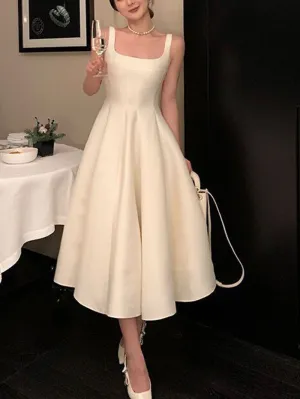 Classic Retro A Line White Bachelorette Dress For Bridesmaid Party