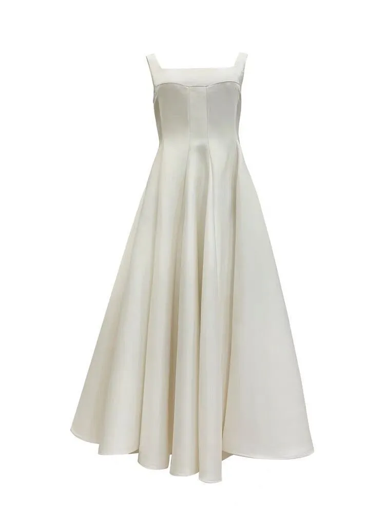 Classic Retro A Line White Bachelorette Dress For Bridesmaid Party