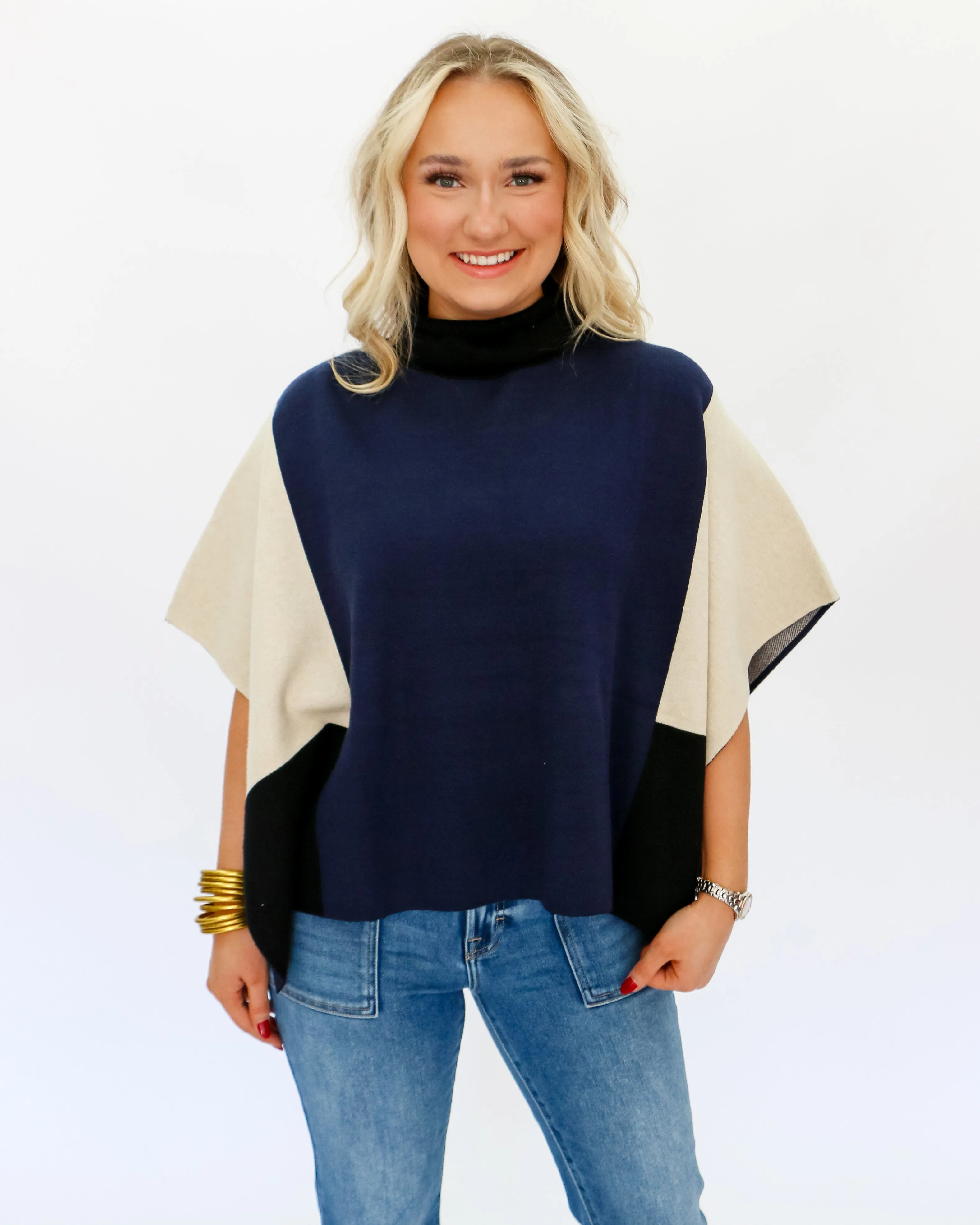 Colorblock Poncho