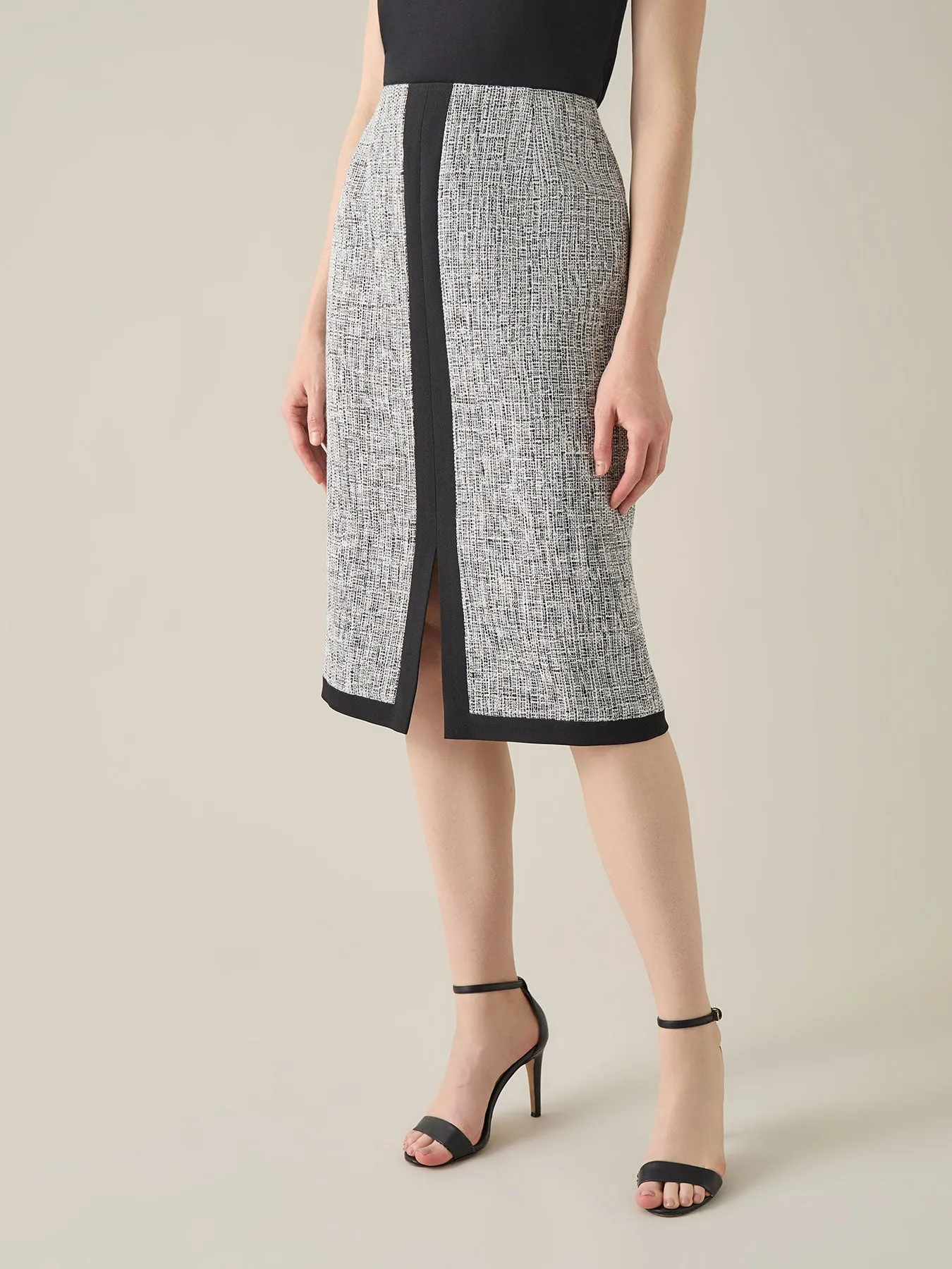 Colorblock Skimmer Skirt, Tweed