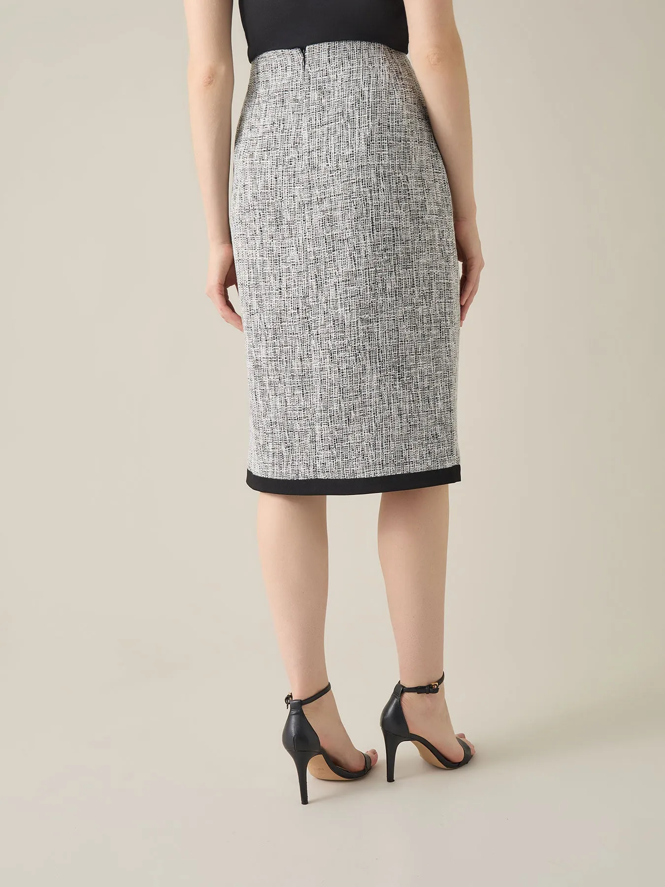 Colorblock Skimmer Skirt, Tweed