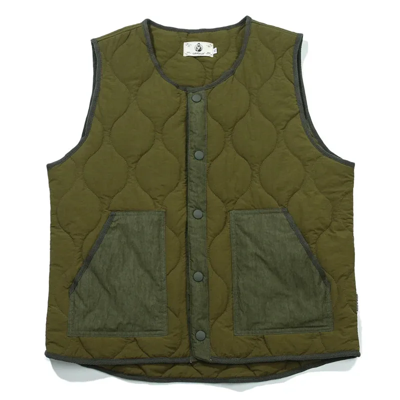 Cotton Padded Vest Mens Sleeveless Quilted Jacket - Thick Warm Casual Outerwear