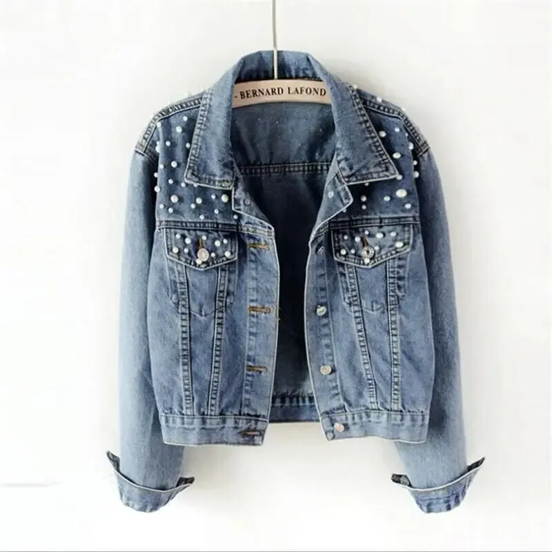 Custom Denim and Pearls Jacket for the Bride - Fashion Bridal Accessory