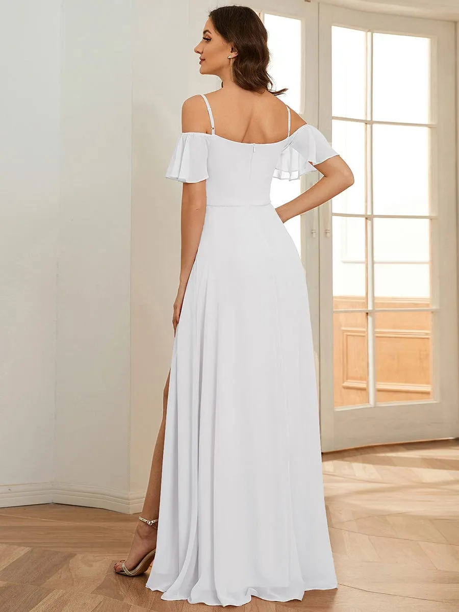 Custom Size Cold Shoulder Formal Bridesmaid Dress with Side Slit