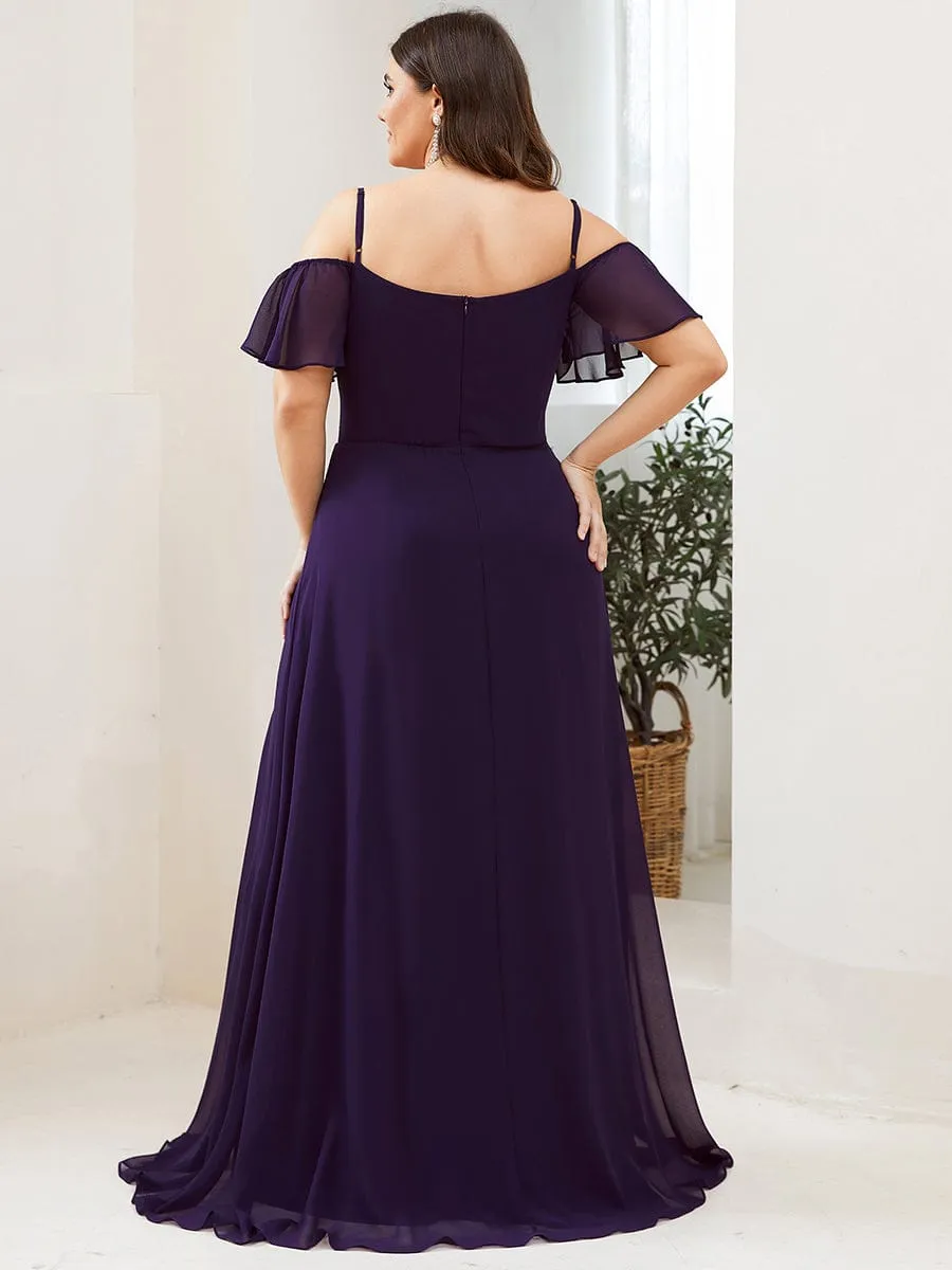 Custom Size Cold Shoulder Formal Bridesmaid Dress with Side Slit