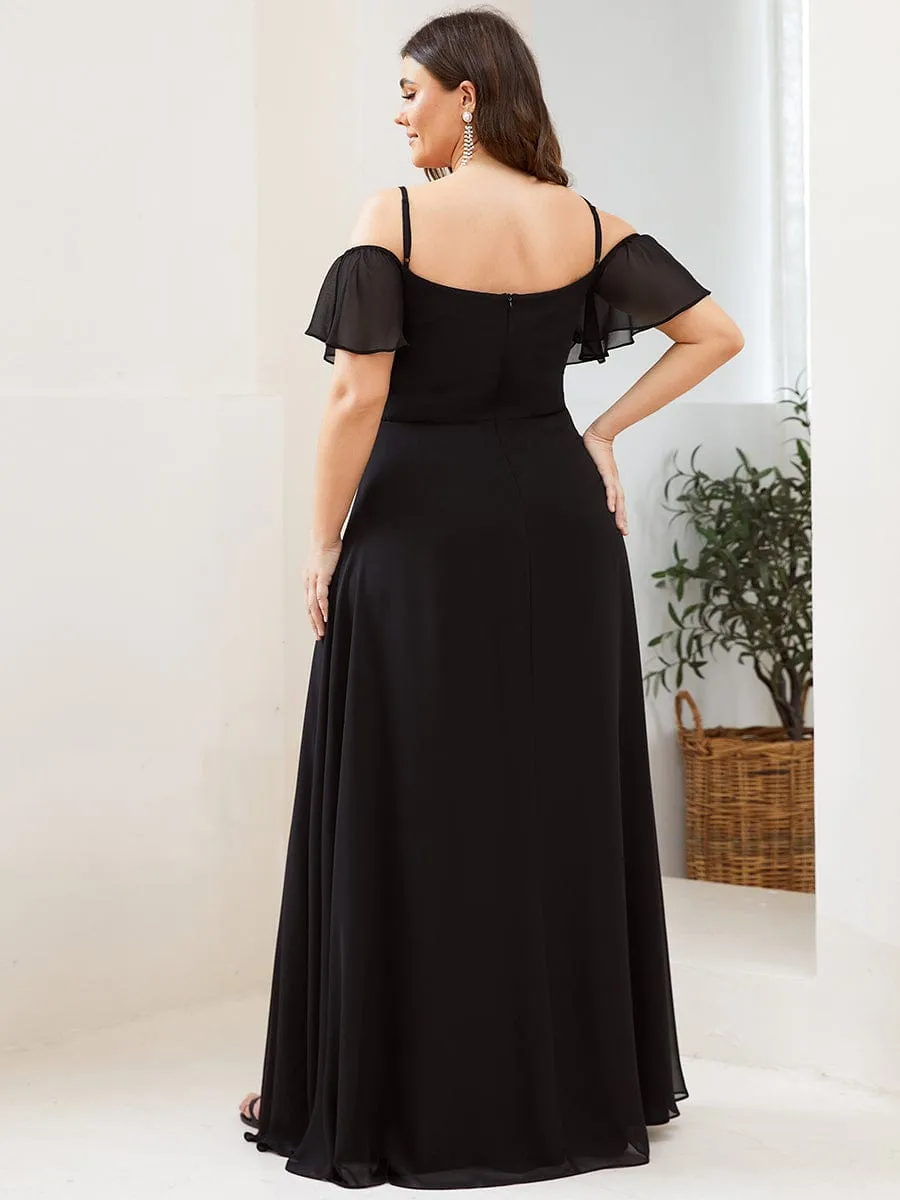 Custom Size Cold Shoulder Formal Bridesmaid Dress with Side Slit