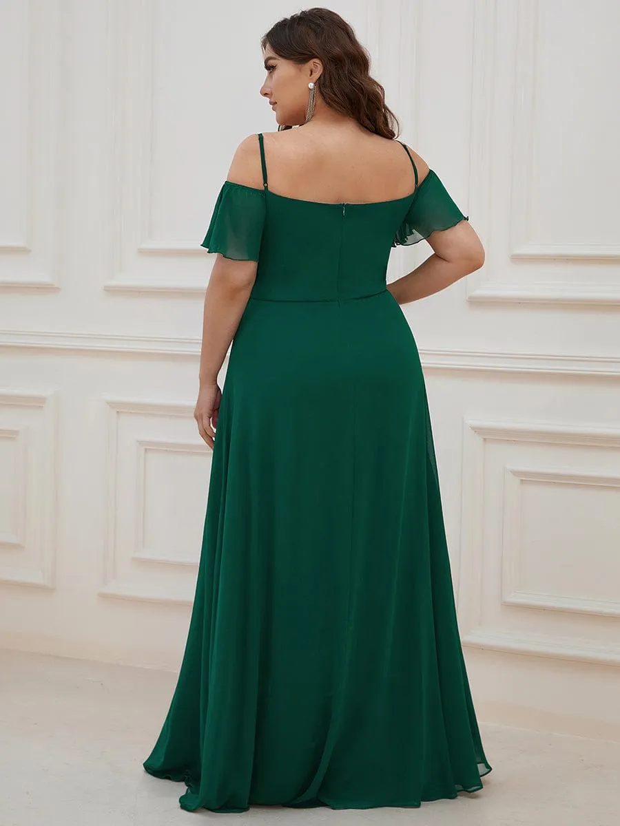 Custom Size Cold Shoulder Formal Bridesmaid Dress with Side Slit