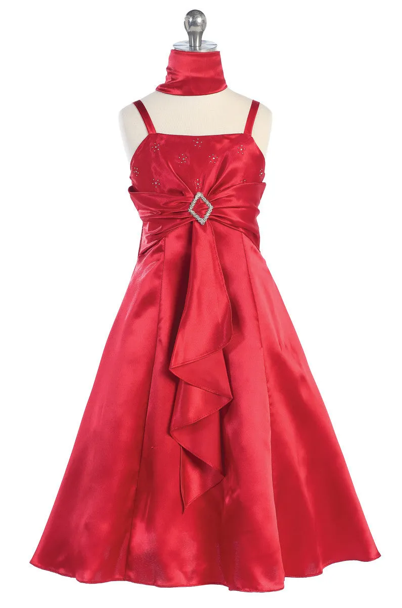 D4150 Satin Waist Pin Dress (5 Diff. Colors)