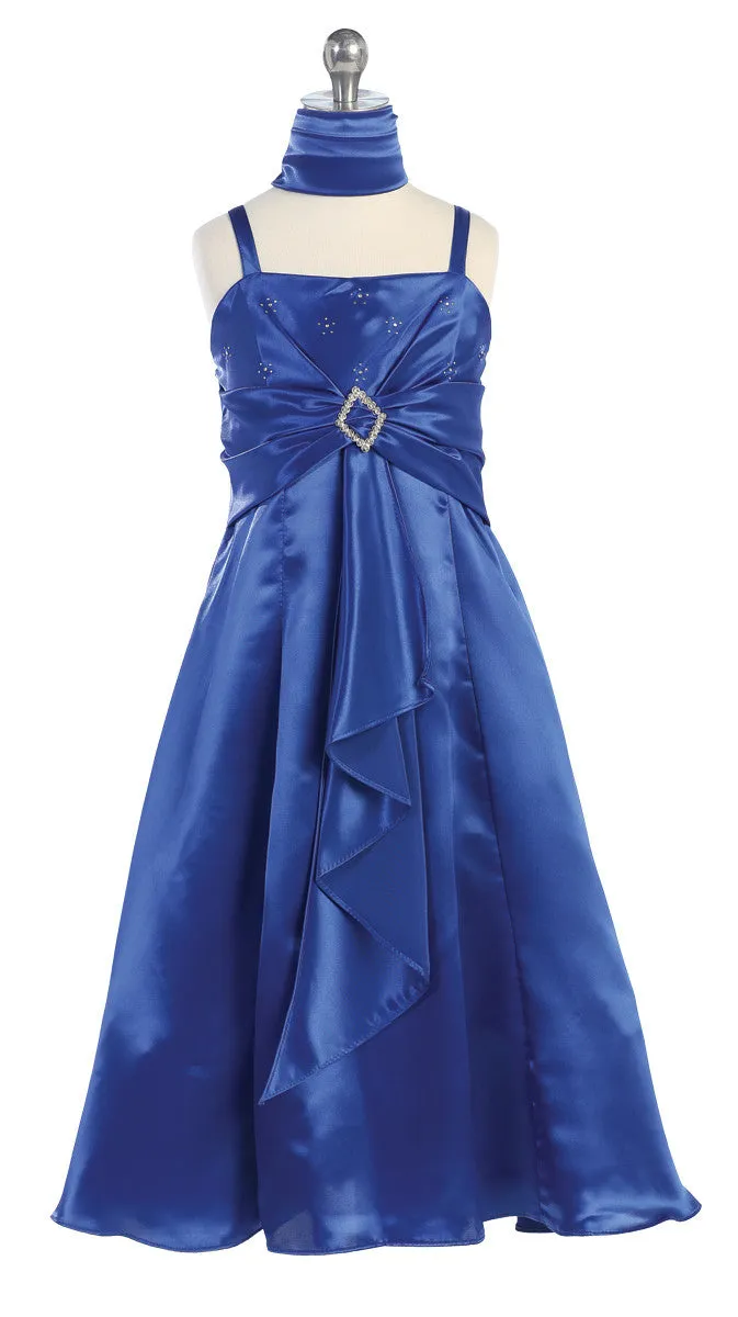 D4150 Satin Waist Pin Dress (5 Diff. Colors)