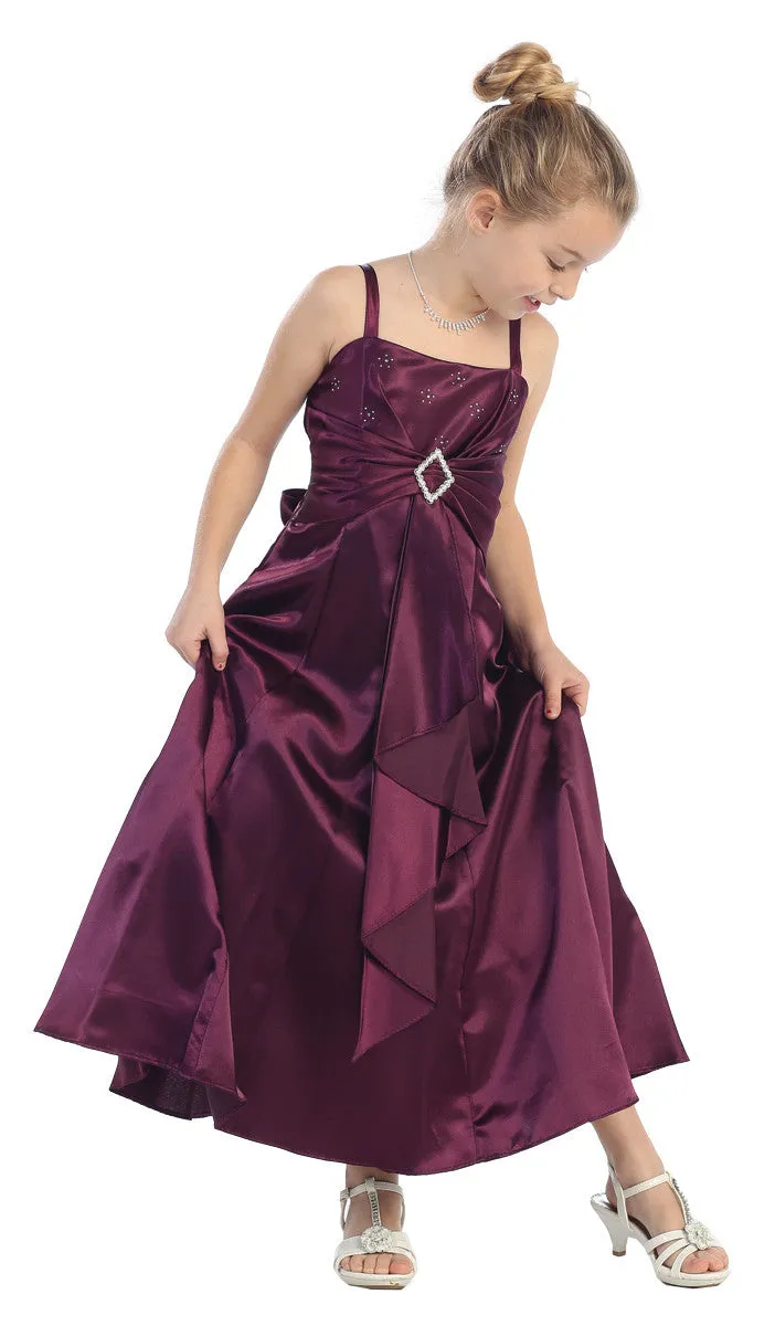 D4150 Satin Waist Pin Dress (5 Diff. Colors)