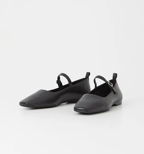 DELIA Black Leather Mary Janes