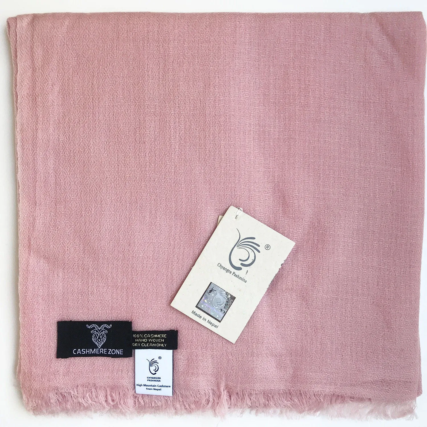 Diamond Weave Pure Pashmina Shawl Pink