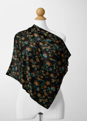 Dragon Lily Noir Satin Shawl