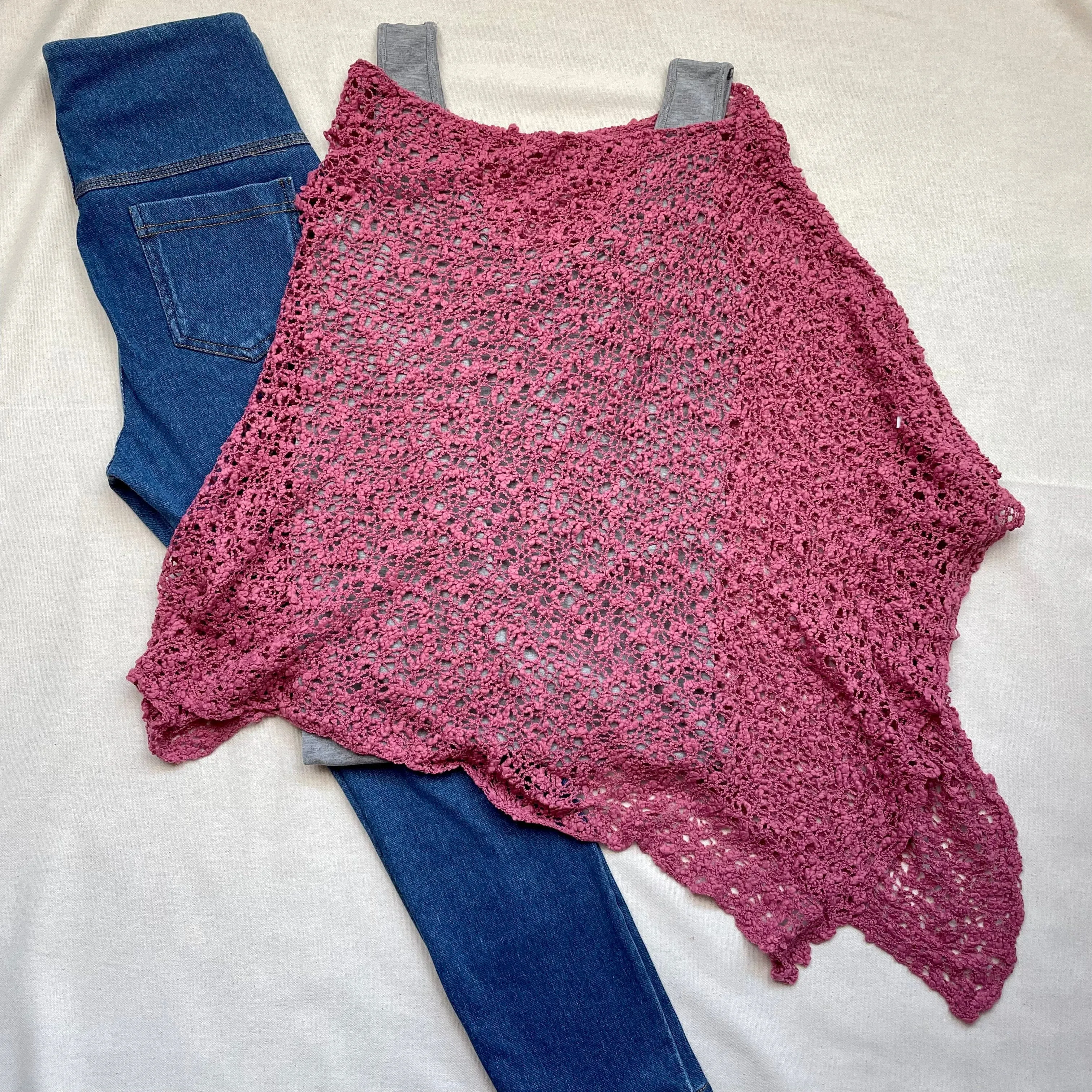 Dusty Raspberry Popcorn Poncho