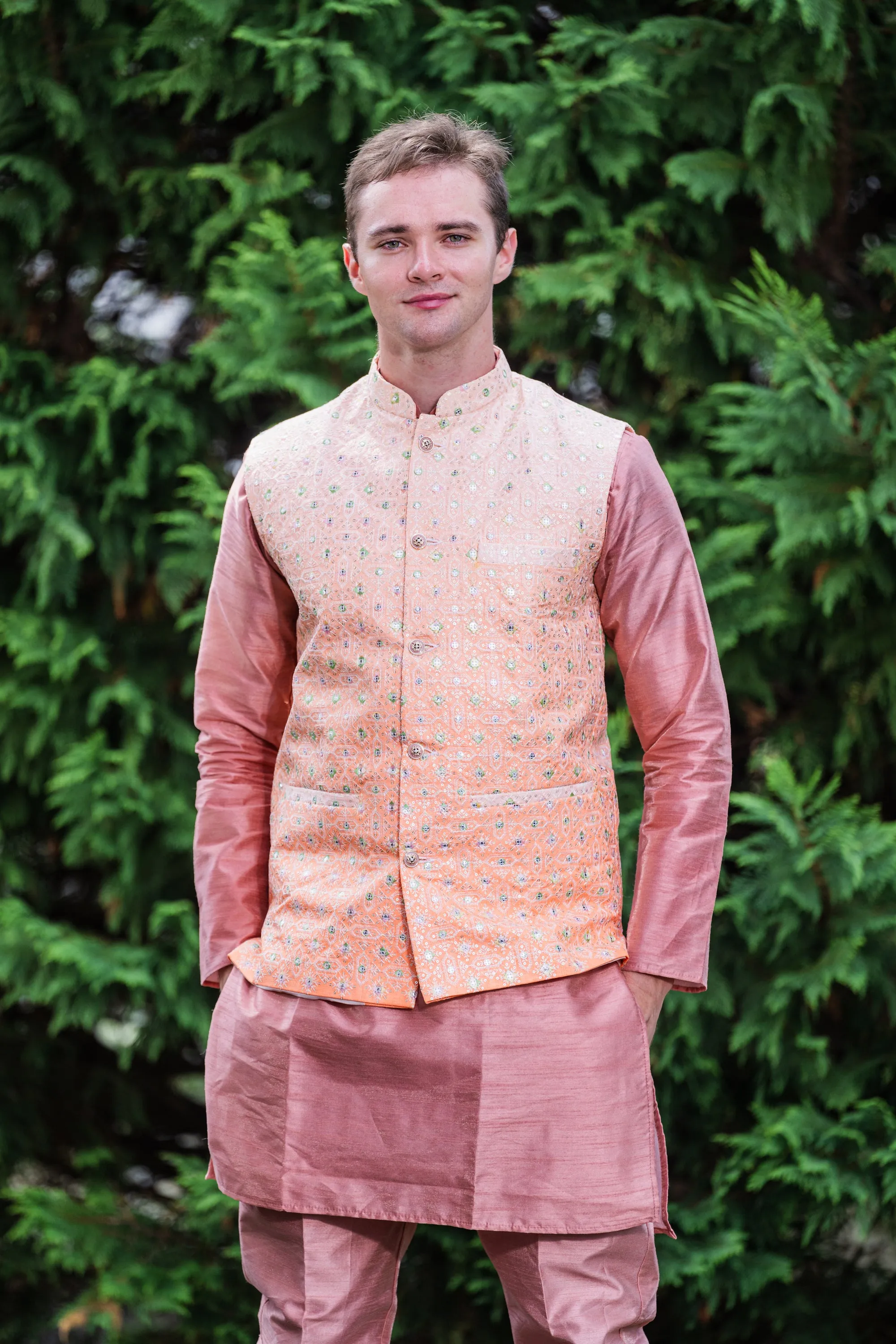 Elegant Pink Plain Kurta Set - Rent