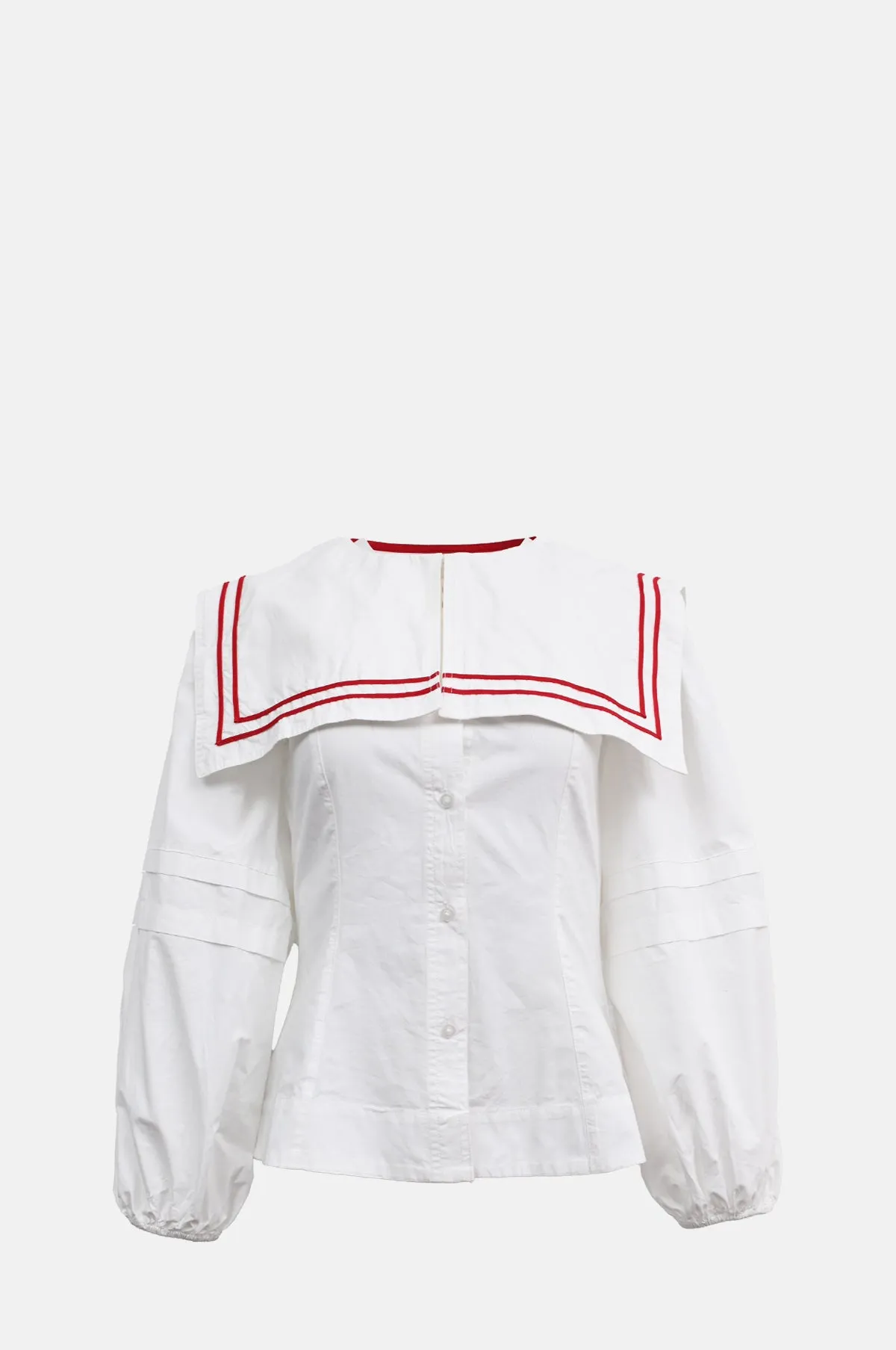 Elise Blouse White with Red Piping