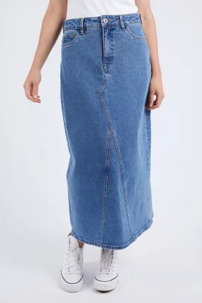 Elm Zoe Midi Denim Skirt - Mid Blue Wash