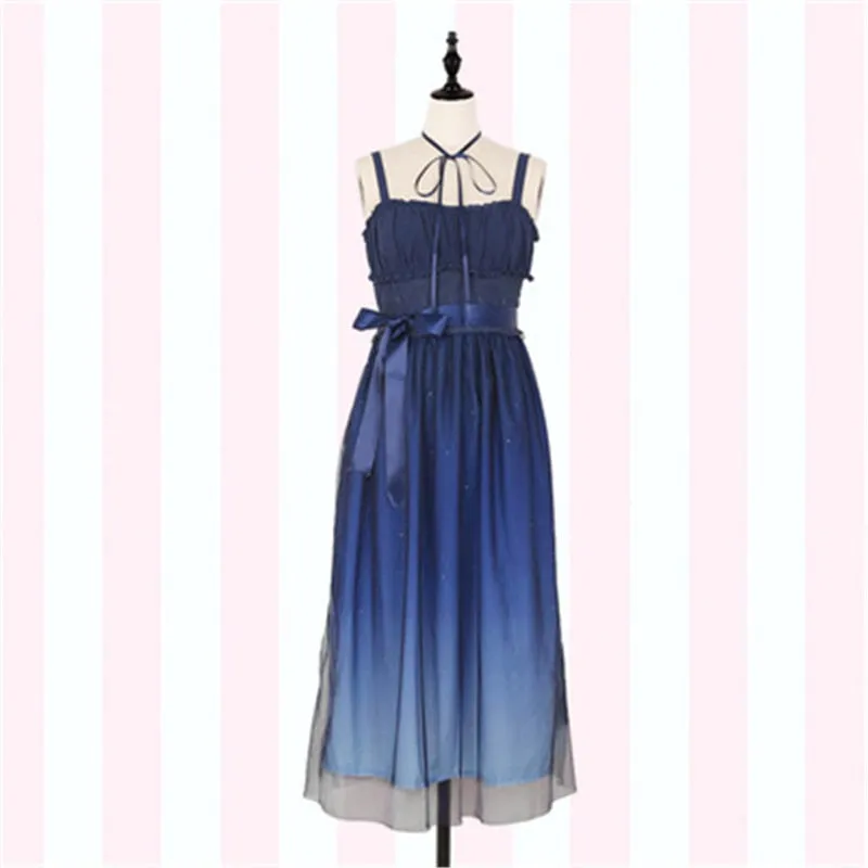 Enchanted Lolita Starry Sky Ruffle Tulle Slip Dress