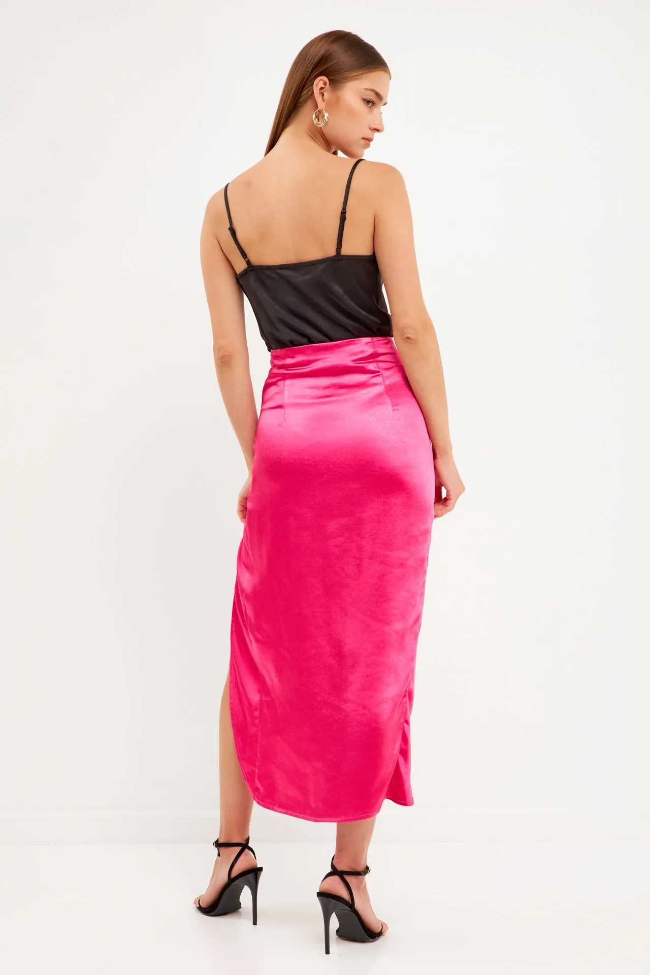 Endless Rose - Front Slit Midi Skirt - Final Sale