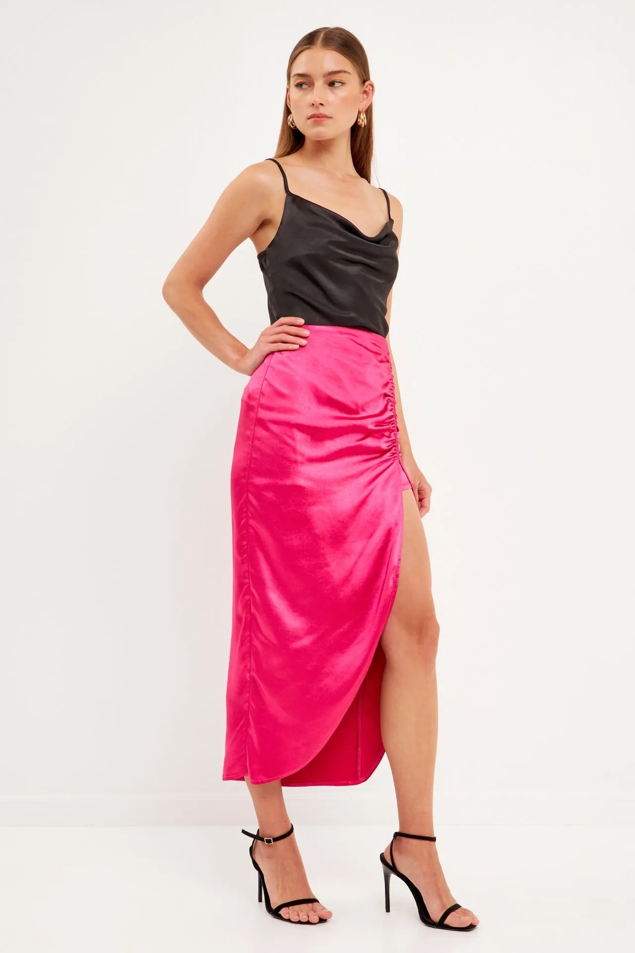 Endless Rose - Front Slit Midi Skirt - Final Sale