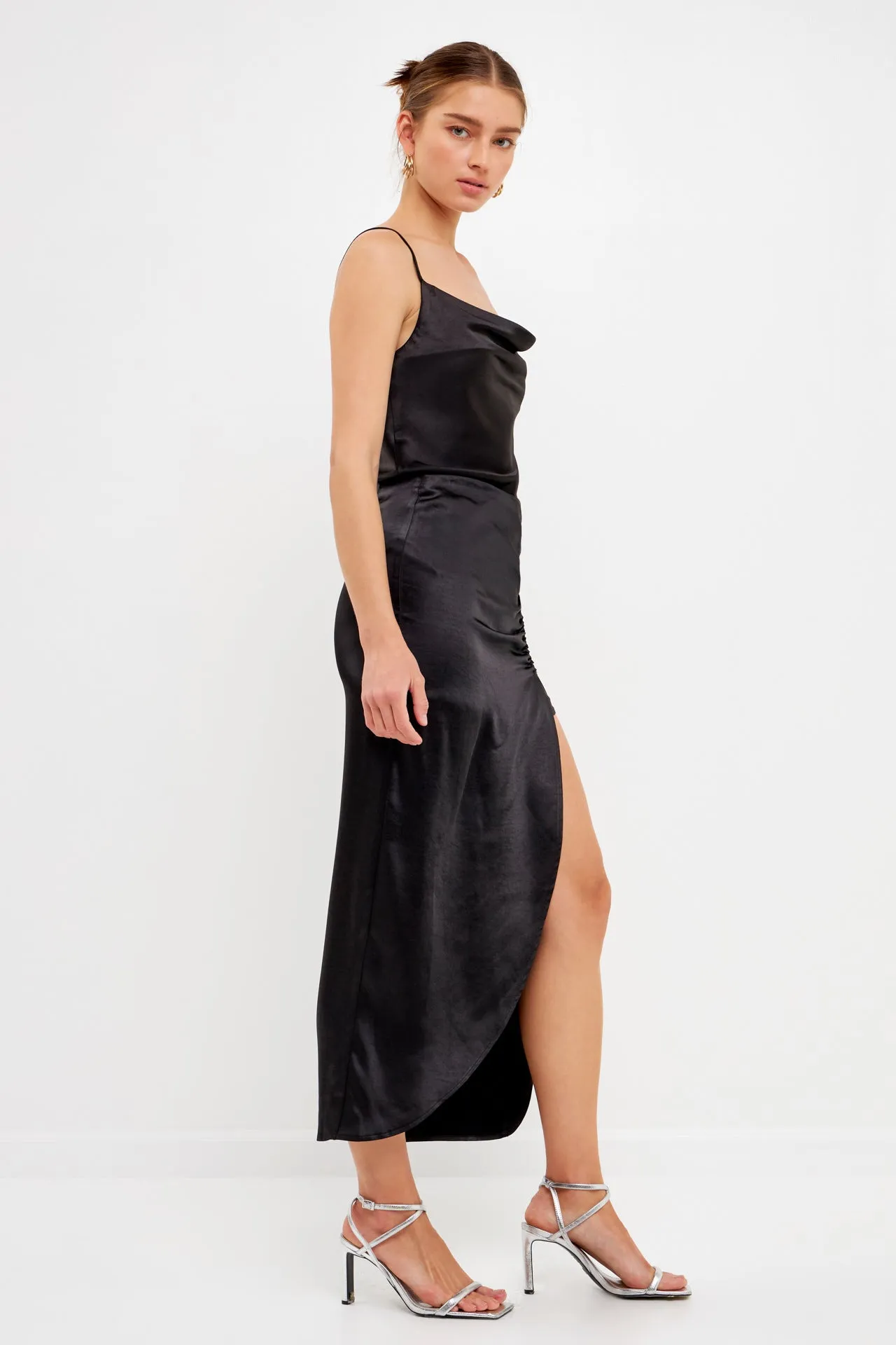 Endless Rose - Front Slit Midi Skirt - Final Sale