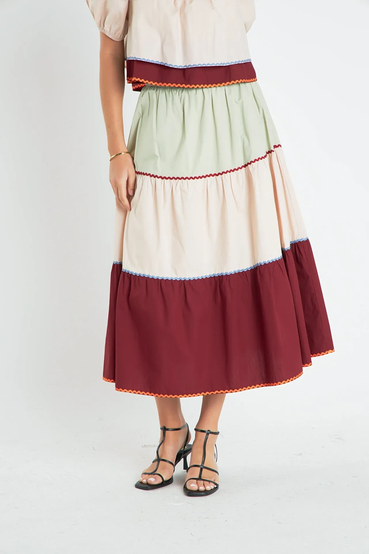 English Factory - Color Block Midi Skirt