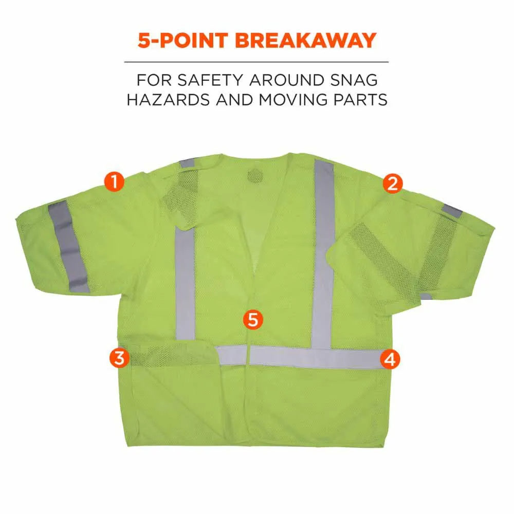 Ergodyne 23057 8315BA 2XL/3XL Lime Hi Vis Breakaway Safety Vest HL