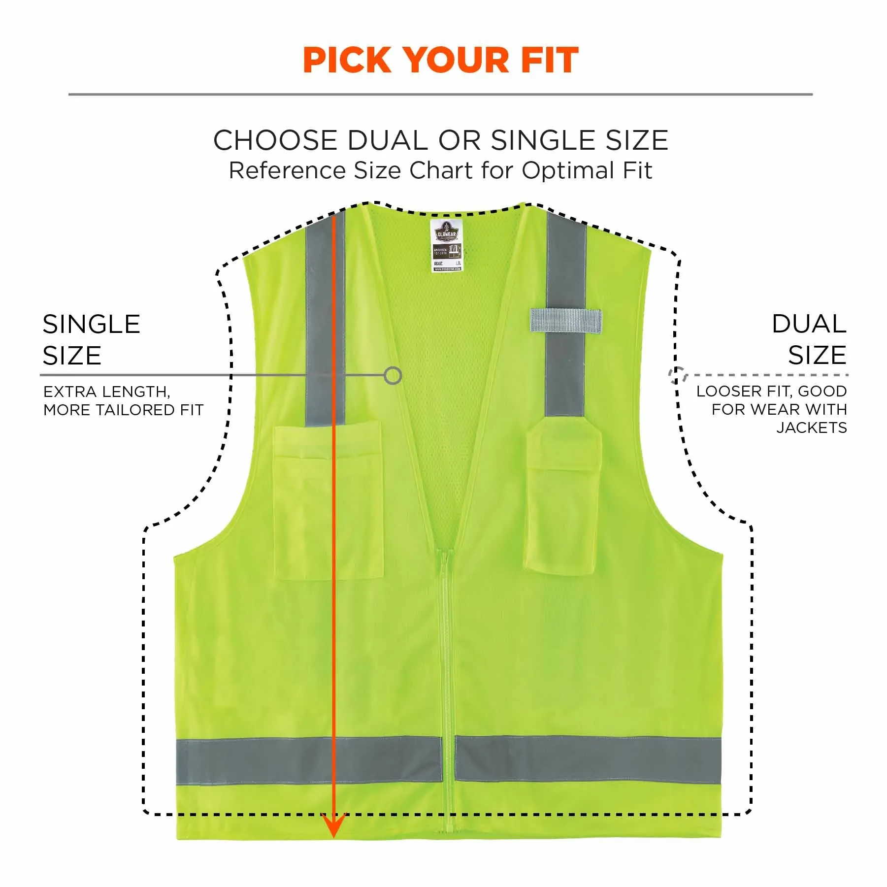 Ergodyne 24504 8249Z-S L Lime Class 2 Economy Surveyors Vest - Single Size