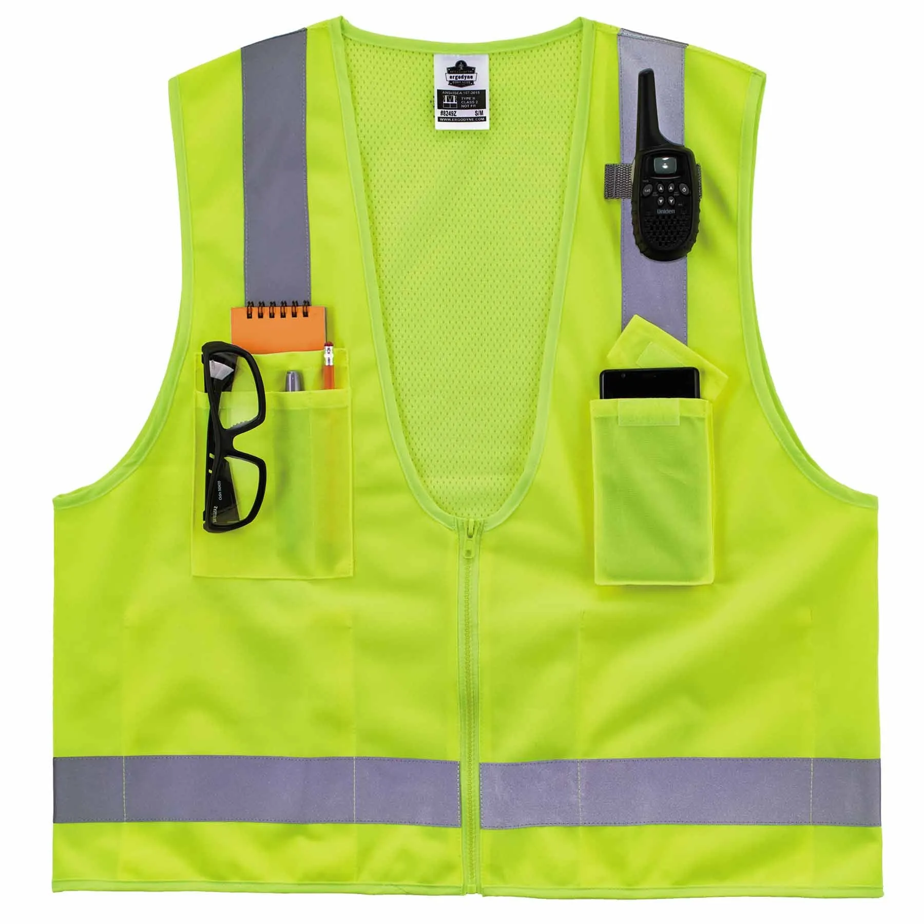 Ergodyne 24504 8249Z-S L Lime Class 2 Economy Surveyors Vest - Single Size