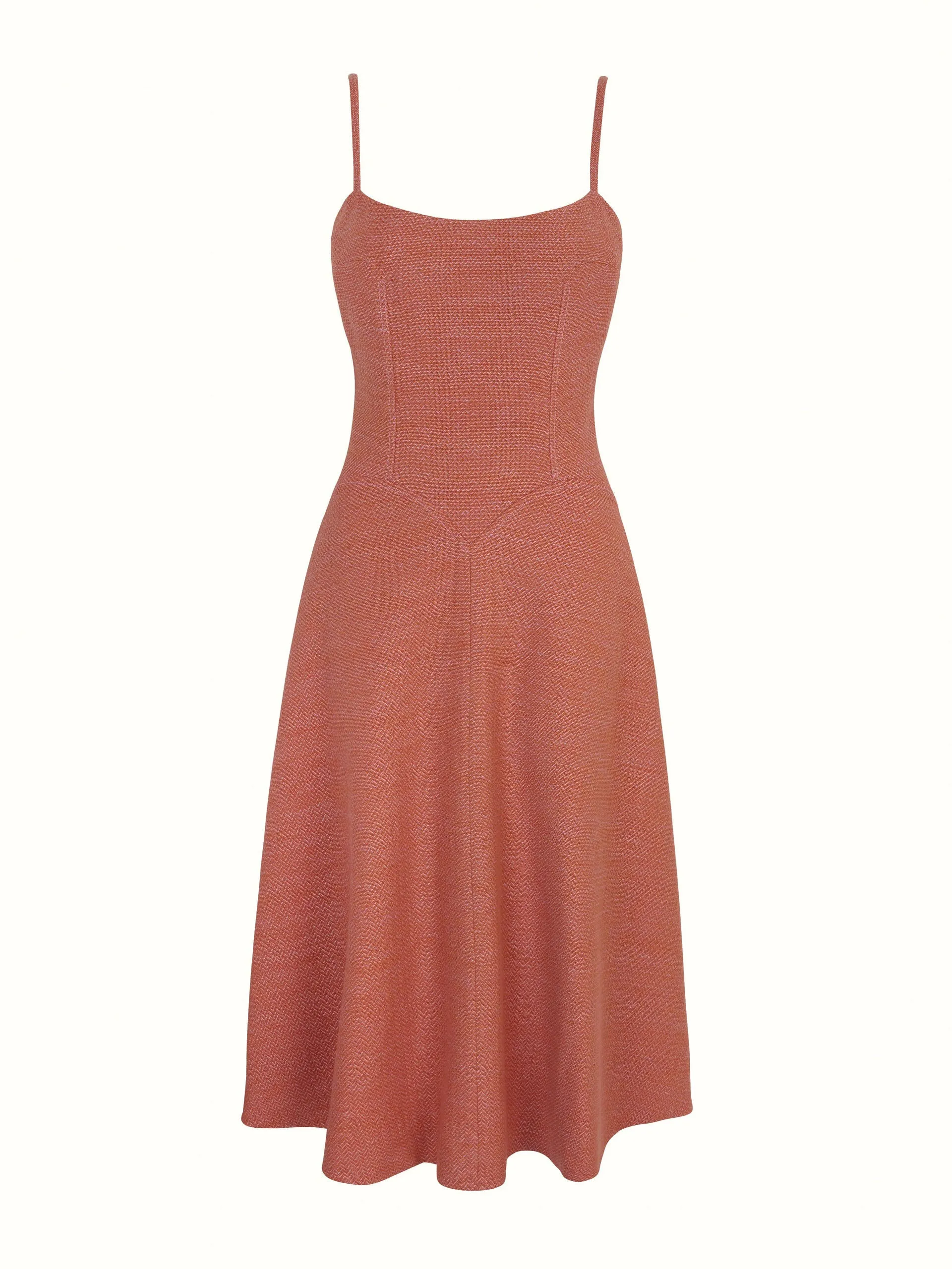 Esha dress in rose and tan chevron weave