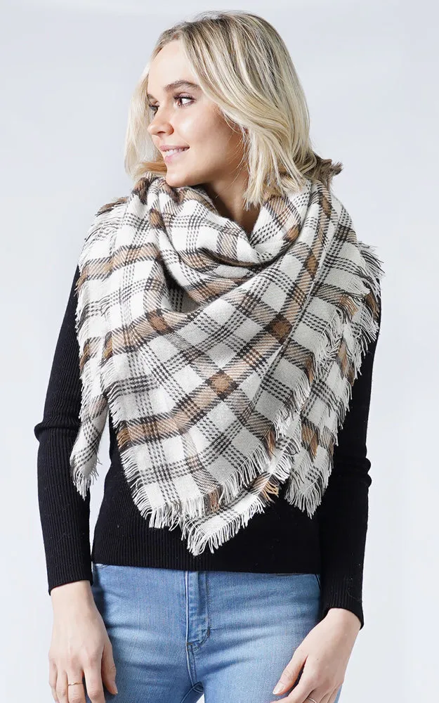 ESW10105 Plaid Print Blanket Square Scarf Shawl