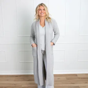 FACEPLANT BAMBOO PLUSH™ LONG CARDIGAN ROBE-FOG