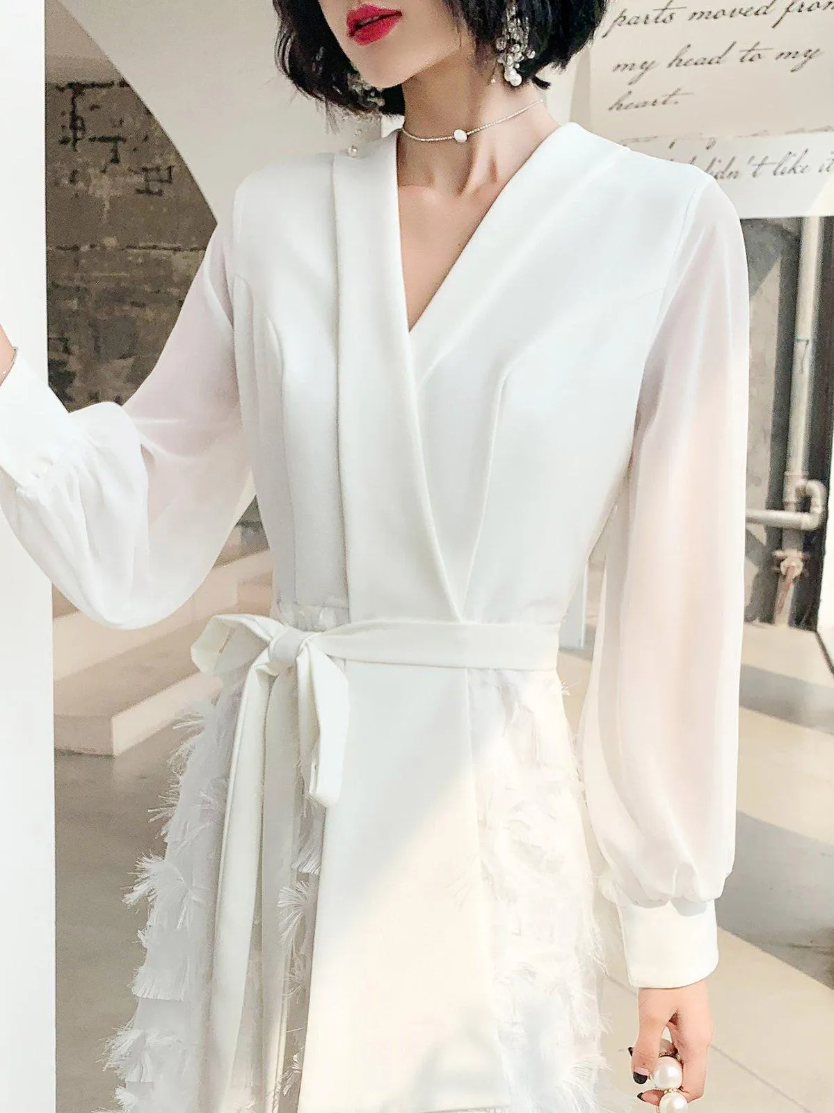 Formal Puff Sleeve Belted Maxi Dress