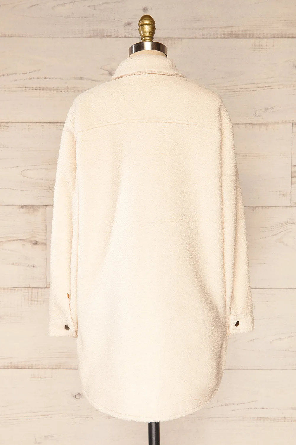 Funchal Ivory | Oversized Fuzzy Shirt Jacket