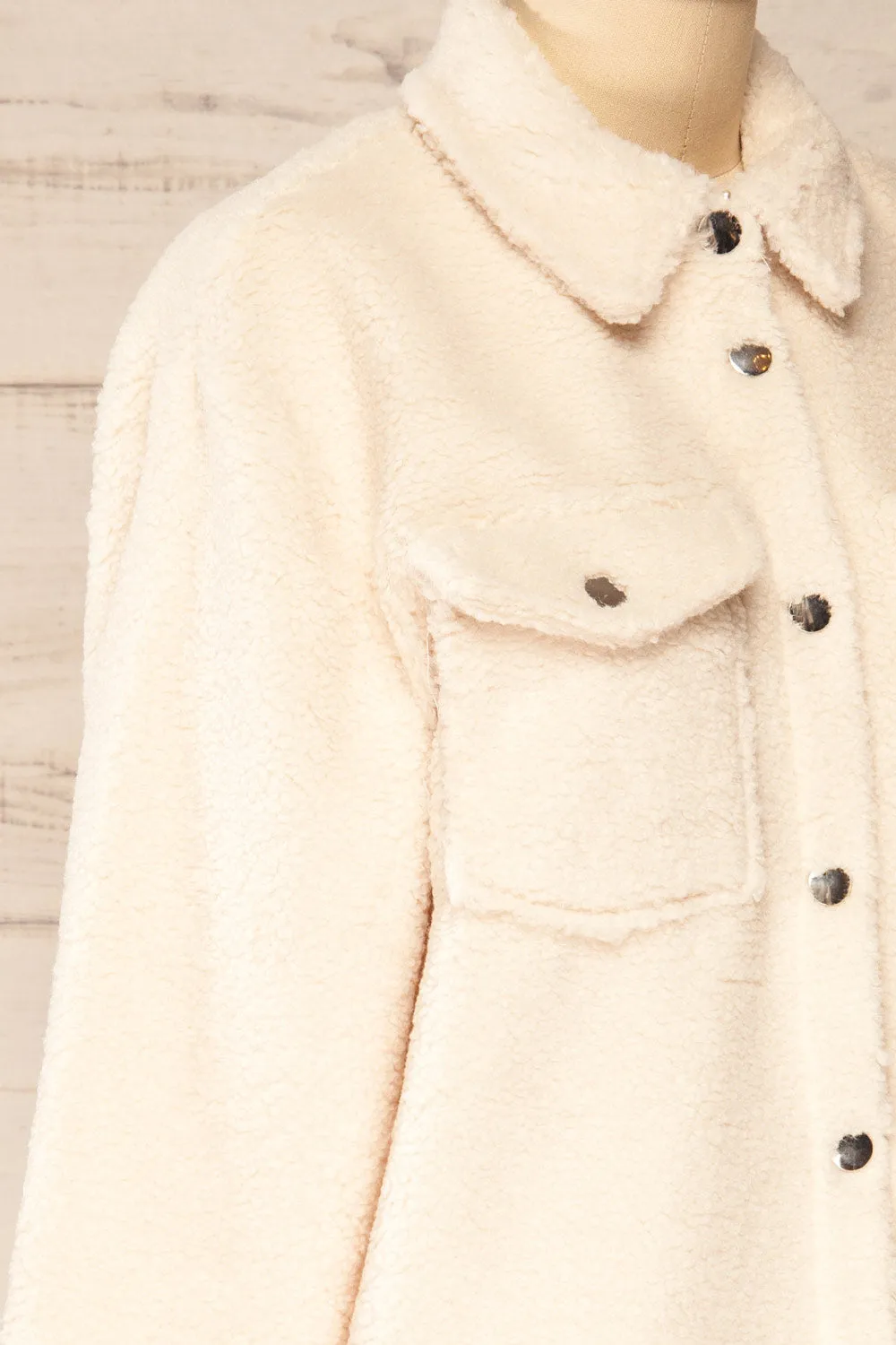 Funchal Ivory | Oversized Fuzzy Shirt Jacket